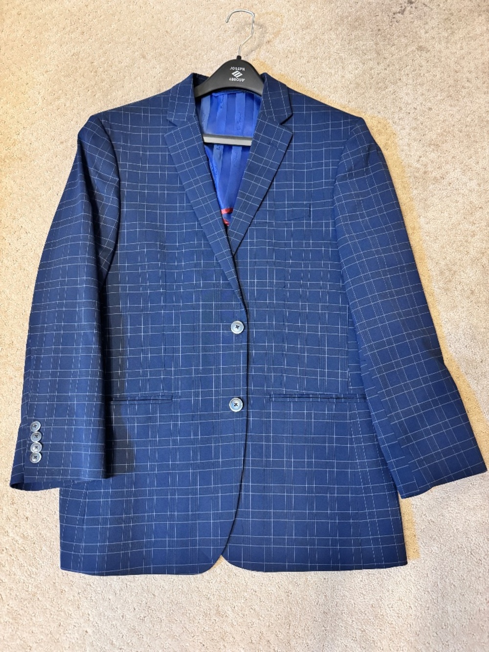 Ben Sherman Navy Windowpane Blazer 40R 2-Button Sport Coat Blue Lining Mod